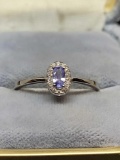 blue Tanzanite sterling silver white gold plated ring 1ct earth mind stone rare find
