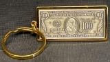 18k Gold Plated $100 Bill Key Chain