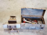 Vintage Columbian Wood Vise toolbox with contents