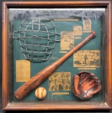 Vintage History of Baseball Shadow Box Display Case Babe Ruth Cobb Paige