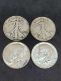 walking liberty and BU Kennedy silver half lot 90% $2 face value