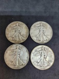 walking liberty silver half lot of 4 $2 face value 90% coins