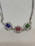 Ruby Sapphire emerald 3 stone 925 silver tennis bracelet new designer earth mined gems 5+ ctw