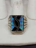 N. Lee Native sterling silver and turquoise ring size 12