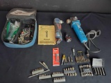 Bosch I driver with extra battery, Bits and case. Chicago 4 1/2 in angle grinder