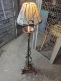 Unique metal base/frame lamp with stain glass shade
