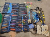 bin of heavy duty salt water fishing gear and lures