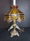 Leaded Glass Shade Ornate Metal based Lamp