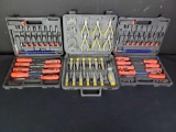 3 separate cases with different screwdrivers and pliers