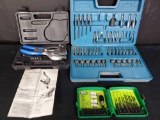 hole punch kit. case of Allied drill bits and screw tips. Greenlee bits