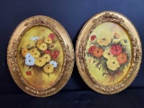 Pr. of Oval framed Floral Oil Paintings by Mar-Gee