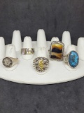 5 native style sterling silver rings