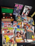 lot of old MAD magazines and poker chip set.