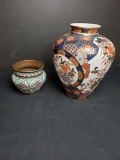 Large beautiful Japanese vase. Syrian enamel and copper vase,