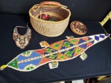 Misc art, Large basket, wooden bowl