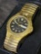 Mens Gold Gruen Wristwatch with Calendar