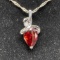 925 Sterling Silver Red Garnet Heart Necklace