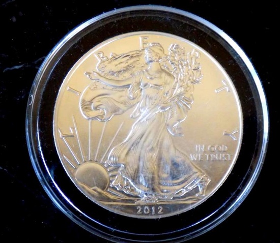 American silver eagle 2012 gem bu pl glassy beauty 1 troy oz .999 fine silver round