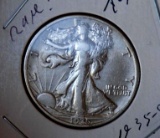 walking liberty half 1935 s rare date au+ nice high grade rare beauty