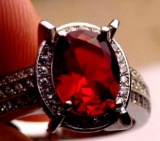 ruby and diamond ring 925 sterling new designer wow piece 5+ cts