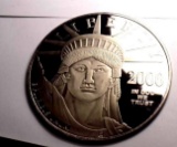 silver buillion 4 troy oz .999 fine platinum plated liberty round/coin 2000 pristine rare find