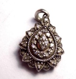 antique sterling diamond pendant .50ct+ 1890s to 1910s very old rare find