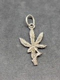 Cannabis pendant Sterling Silver Very old vintage piece