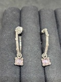 Antique sterling silver pink Tanzanite earrings 4+ct Very old 1920s rare find perfect condition