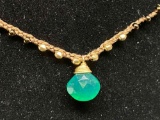 Tear Drop Cut Emerald Briolette String Weaved And Beaded Necklace