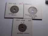 world foreign coin lot france very old 1917 to 1920s au++ high grades rare find 3 centimes coins