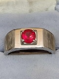 sterling silver ring with set ruby gemstone size 11