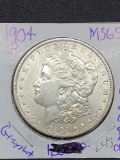 1904-P Morgan silver dollar 90% silver Great luster. Well preserved coin. Nice