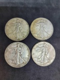 walking liberty silver half lot of 4 better grades vf to xf $2 face value 90% silver