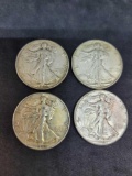 walking liberty silver half lot of 4 better grades vf to xf $2 face value 90% Silver