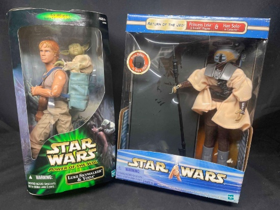 Luke Skywalker w/ Yoda. Leia Boushh Disguise Han Solo Carbonite 12 Inch