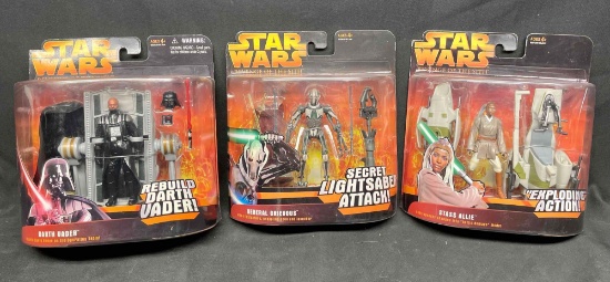 Revenge of the Sith 3 3/4 Inch Deluxe Action Figures. Stass Allie, Darth Vader and General Grievous