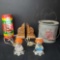 vintage raggedy Ann and Andy lamps Minnow bucket wood bookends lifesaver coin bank