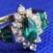 14k Plated Emerald and White Sapphire Designer Ring