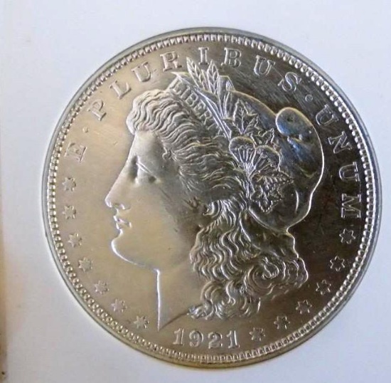 Morgan silver dollar 1921 d slider unc PL rare date glassy cameo mirrors