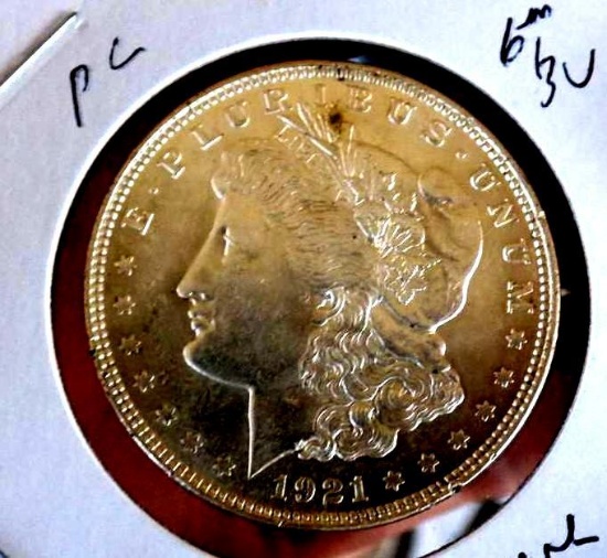 Morgan silver dollar 1921 gem bu pl mega rare glassy mirrors stunning rare coin