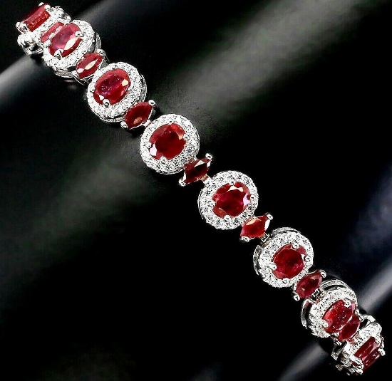 Mogok ruby bracelet shocking blood red rubies earth mined gems 20+ ct new designer 14kt gold 925