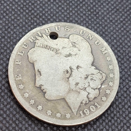 Morgan Silver Dollar 1901-O holder for Necklace 90% Silver