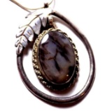 Antique native silver pendant dragon lapis rare circa 1920 s to 40s sterling Navajo with chain 20.4g