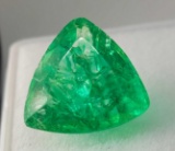 translucent sea green 7.84ct Trillion cut Emerald gemstone