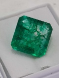 Stunning 9.97 Ct Green Square Cut Emerald