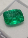 Stunning 7.72 Ct Green Cushion Cut Emerald