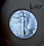 Walking liberty half 1942 s/s bu+++ frosty unc from obw roll stunning