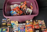 medium size bin of Hot Wheels and Nascar toys in package