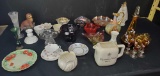 vintage Porcelain plates cups decanters glassware vases and figurines