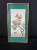 Hand painted Japanese watercolor painting of Flowers with Signature